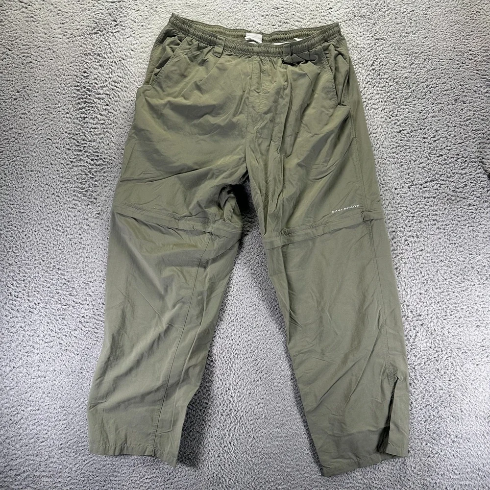 Columbia Omni-Shade Pant Men's XL Green Nylon Windbreaker‎ Straight Leg Gorpcore